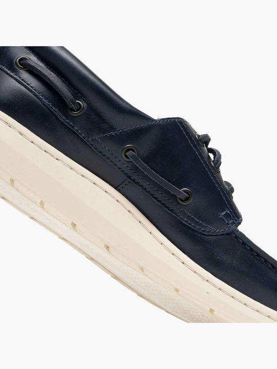 Men's Leather Boat Shoes Blue