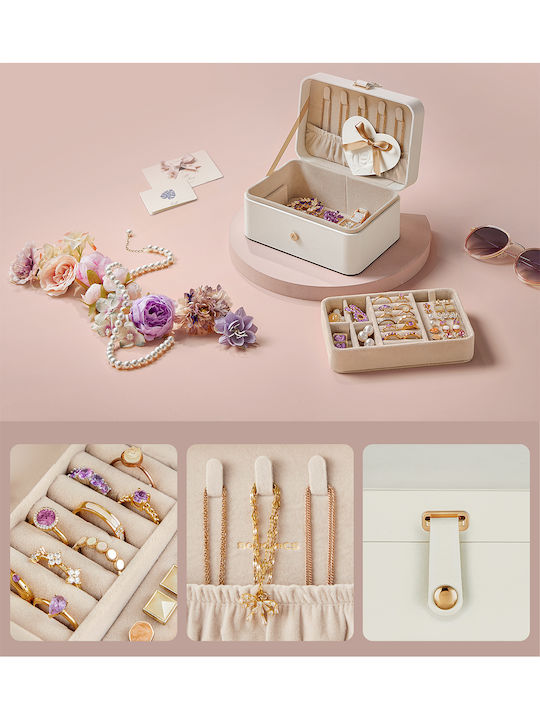 Songmics Wooden White Jewellery Box 16x11.6x7.5cm