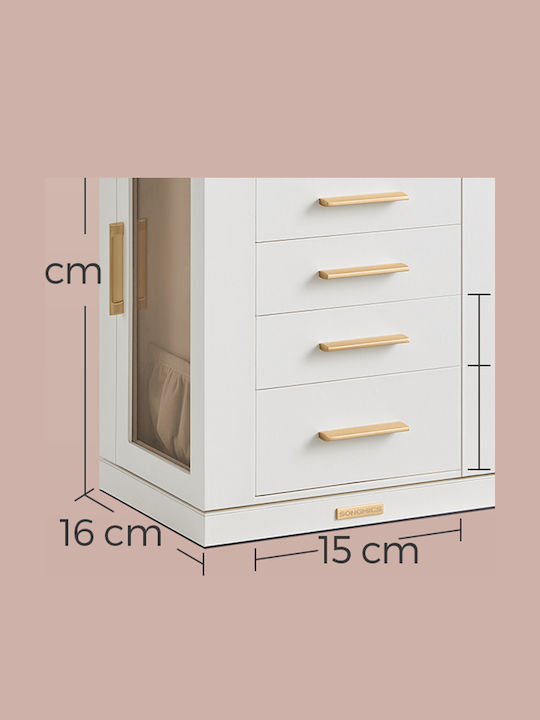 Songmics Wooden Jewellery Box with Drawer White 24x17x28cm