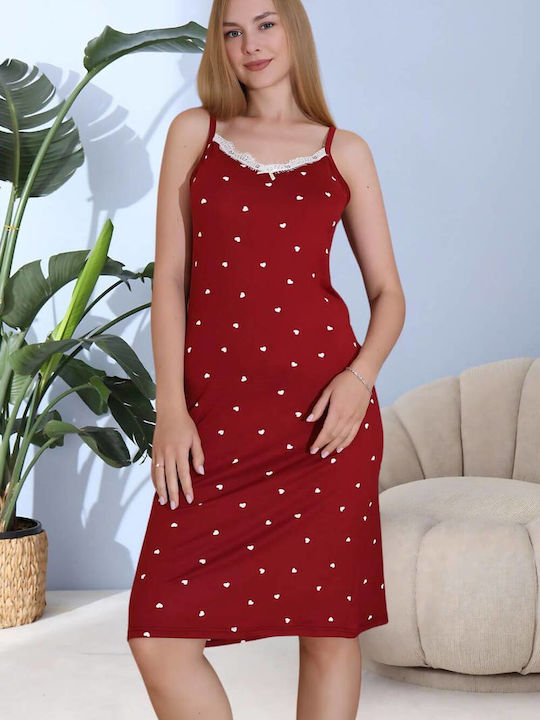 Boyraz Summer Women's Nightdress Burgundy