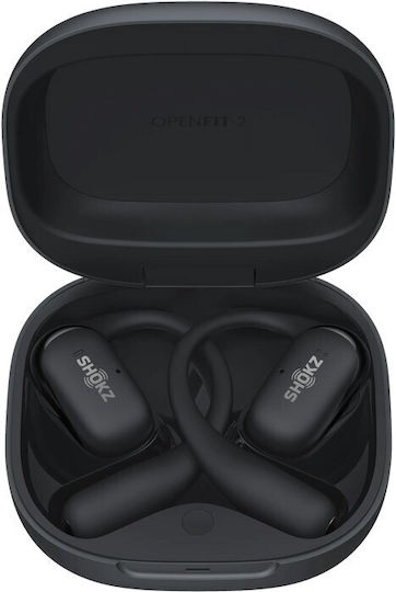 Shokz OpenFit 2 Offenes Ohr Bluetooth-Freisprecheinrichtung Kopfhörer mit Schweißresistenz und Ladeetui Schwarz
