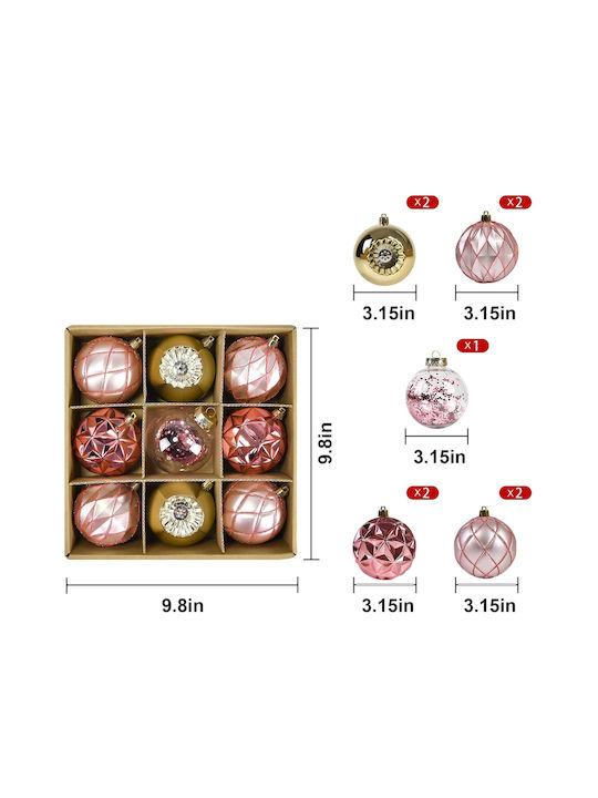 Ornament suspendat Glob Plastic Auriu 8buc Set 9buc