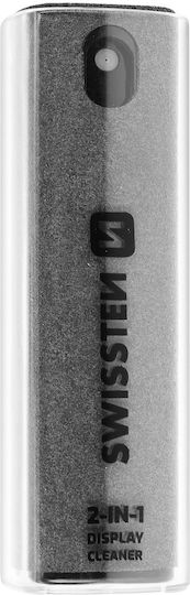 Swissten 2-in-1 Screen Cleaner 10ml Microfiber Cloth Compact Size Grey