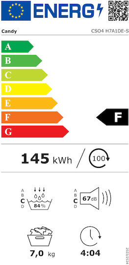 Candy CSO4 H7A1DE-S Στεγνωτήριο 7kg A+ με Αντλία Θερμότητας