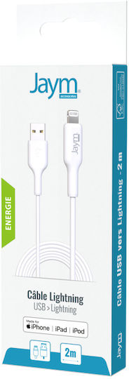 Jaym Usb To Lightning Mfi 2.4a 2m Data Sync Charge Cable White