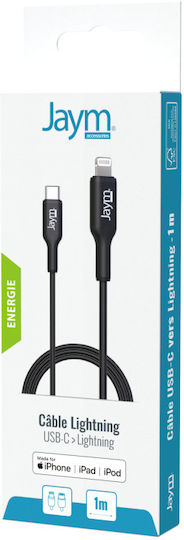 Jaym Usb-C Lightning Mfi Pd 3.0 3A 1M Зареждащ Данни Синхронизация Кабел Черен