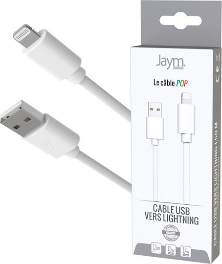 Jaym Lightning To Usb-a 2.4a Charging Synchronization Cable Pop Collection 1.5m White
