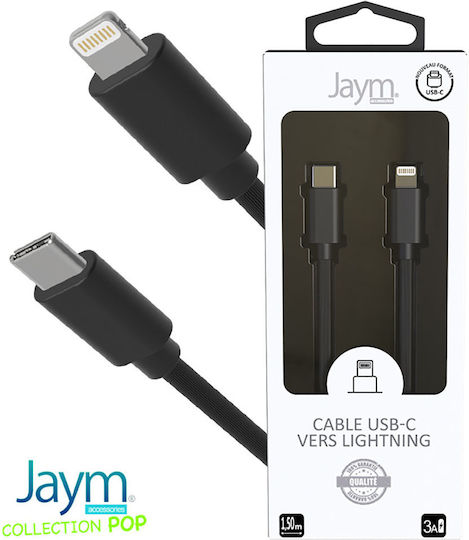Jaym Lightning To Usb-c Pd 3a Charge Sync Cable Pop Collection 1,5m Black