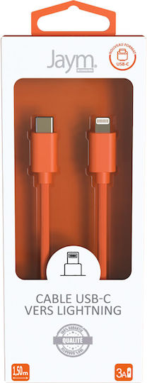 Jaym Lightning към USB-C PD 3A Заряден и Синхронизационен Кабел Pop Колекция 1,5м Оранжев