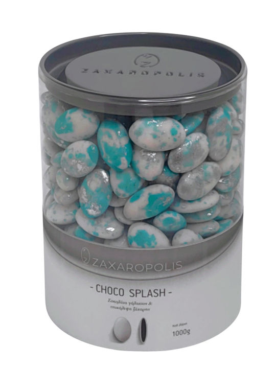Zaxaropolis Κουφέτα Choco Splash σε Σχήμα Κλασικό με Γεύση Καρύδα Τιρκουάζ 1000gr