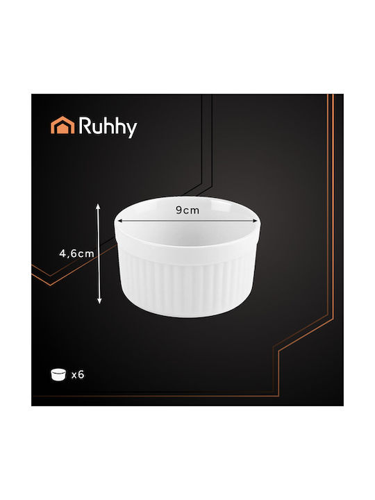 Ruhhy Round Heat-Resistant Cookware for Souffle Ceramic 9cm 6 Pieces