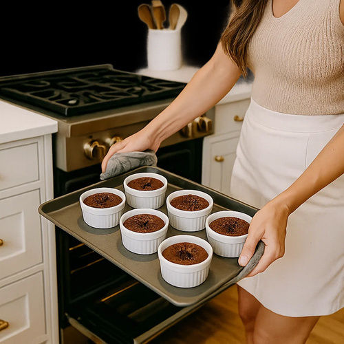 Ruhhy Rund Hitzebeständiges Kochgeschirr für Soufflé Keramik 9cm 6 Stücke