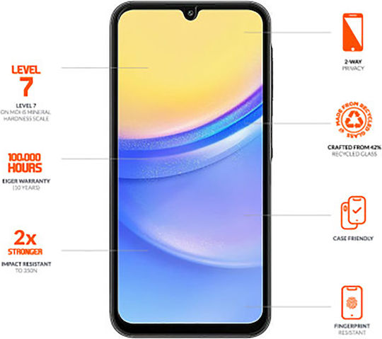 Eiger 2.5d Закалено Стъкло Samsung Galaxy A16 4g 5g Поверителност Ултра Устойчиво Прозрачно Черно