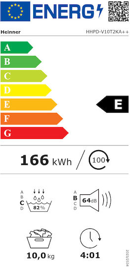 Heinner HHPD-V10T2KA++ Στεγνωτήριο 10kg A++ με Αντλία Θερμότητας