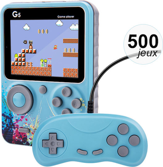 Techkidz 500-Spiele Konsole Emulator Multiplayer Joystick Streetart Modell Blau