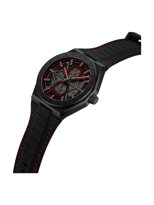 Cerruti Men's Watch Battery with Black Rubber Strap