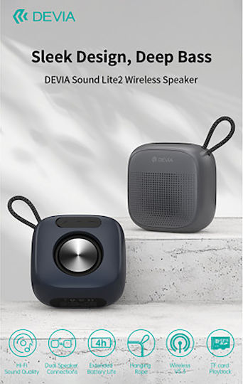 Devia Sound Lite 2 Ηχείο Bluetooth 10W με Διάρκεια Μπαταρίας έως 4 ώρες Μαύρο