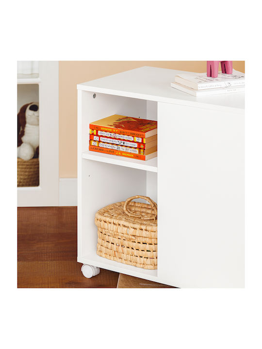 Office Storage MDF Cabinet With Wheels & Drawers White L58xW59xH35cm