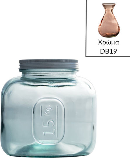 Vidrios San Miguel Βάζο Γενικής Χρήσης με Καπάκι Γυάλινο Ροζ 1500ml 1τμχ