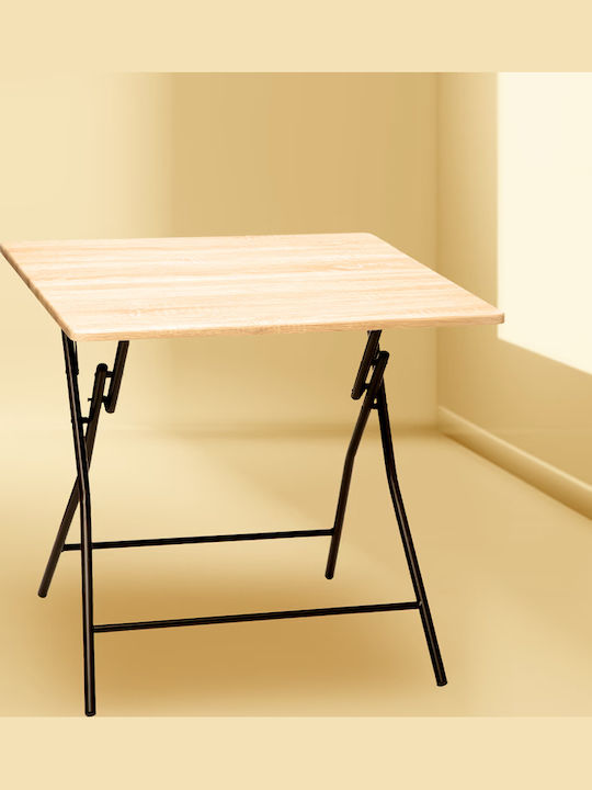 Square Table Kitchen Collapsible Wooden Beige 80x80x75cm