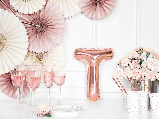 Balloon Foil Letter Τ Rose Gold 35cm