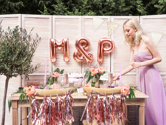 Balloon Foil Letter Μ Rose Gold 35cm
