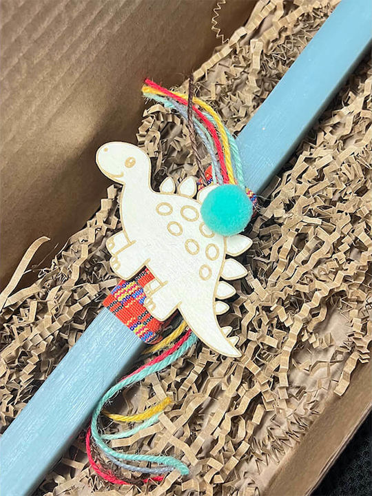 Easter Candle Dinosaur Square with Box Blue