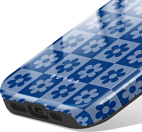 Burga Case Iphone 14 Pro Shockproof Damier Elegant Raised Edges Blue