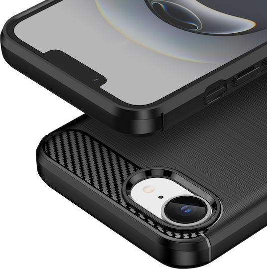 Avizar Handyhülle iPhone 16e Silikon Design Gebürsteter Carbon Schwarz