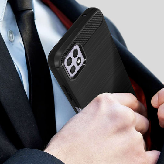 Samsung Galaxy A22 5G Reinforced Soft Carbon Brushed Effect Black Mobile Phone Case