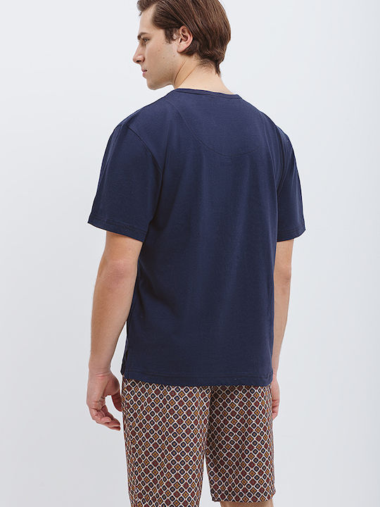 Odysseus Blue Men's Pyjama Printed Bermuda Code 2752