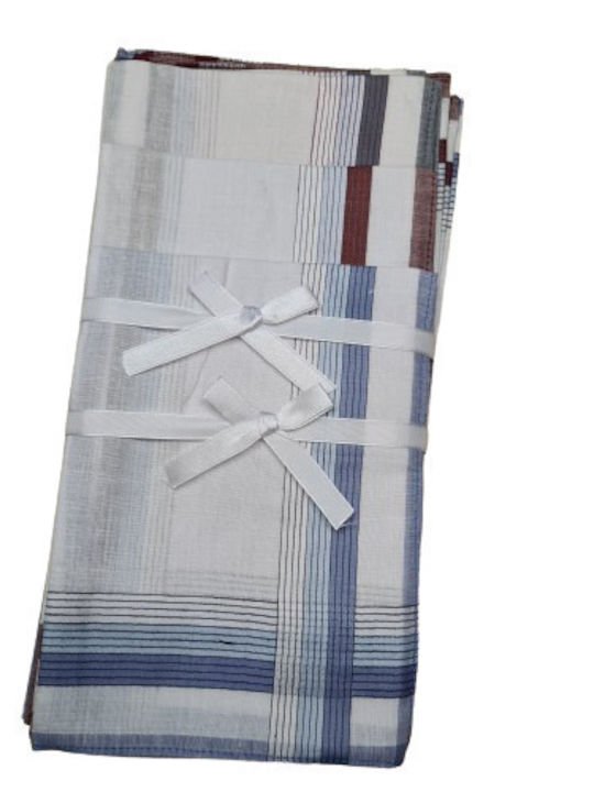 Men's Cotton Handkerchief Colored Burgundy Stripe