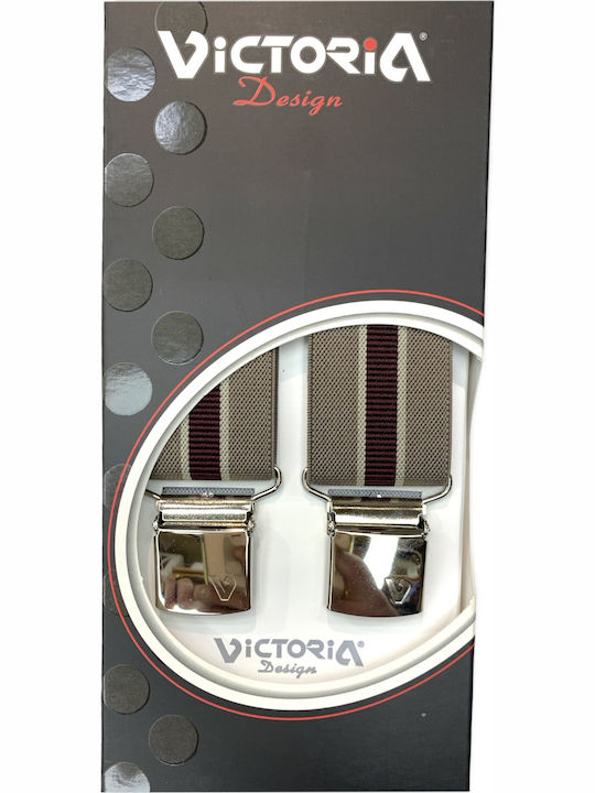 Victoria Ανδρικές Tιράντες 36mm 4 Κλιπς Ελεφαντί-μπορντό 63036-628g