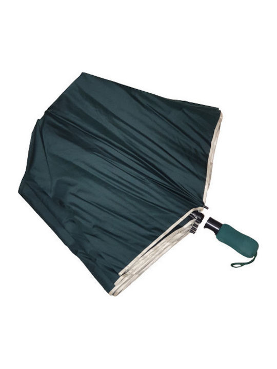 Rain Umbrella Automatic Compact Very Large Opening 124cm Color Green Ecru Trim on the Edge Length 53cm