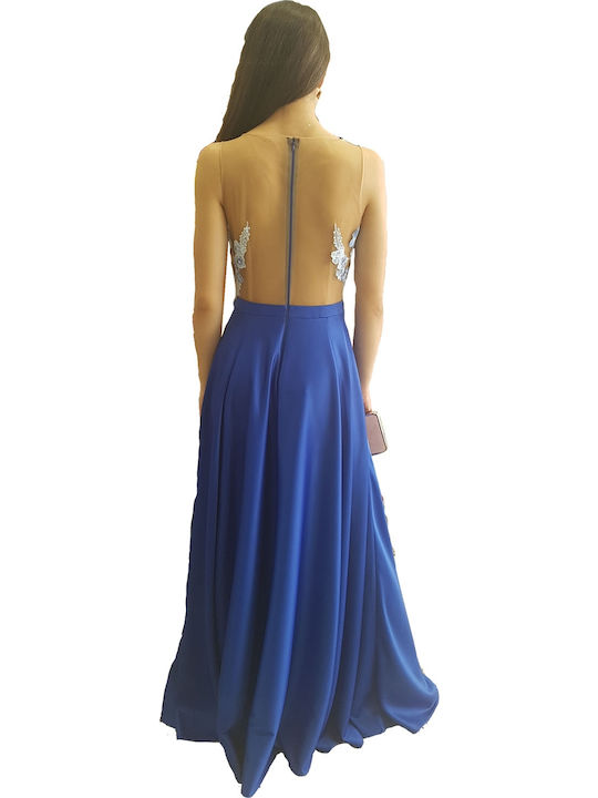 Giorgio Ajutanti Dress with Mesh Lace K19-9026 Blue
