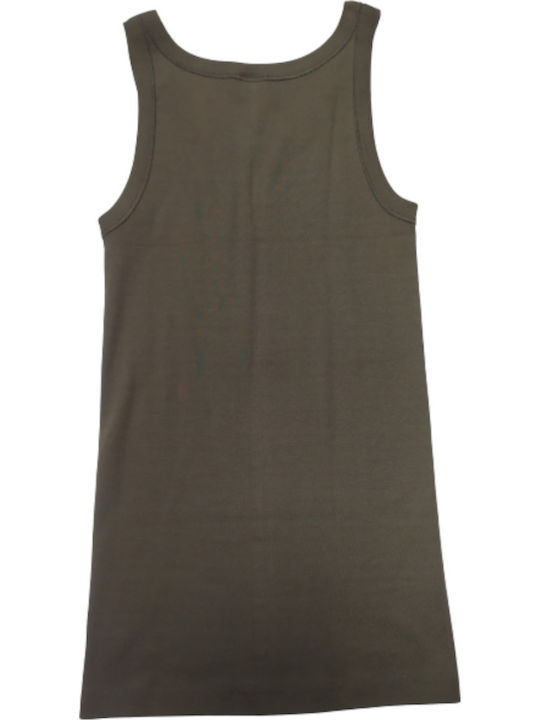 Tricou De Corp Larg Cu Dungi Din Bumbac Khaki Giorgio