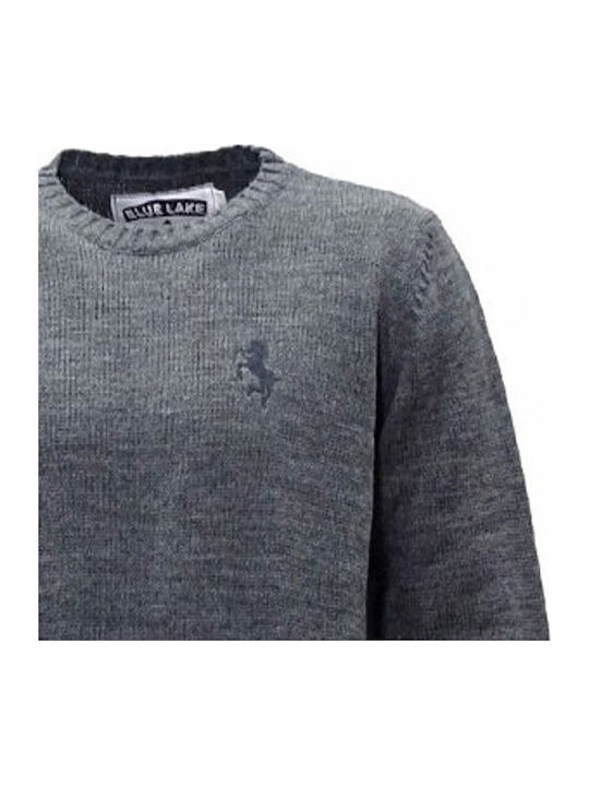 Strickpullover mit Rollkragen Stickerei Pferd Grau Strickpullover mit Rollkragen Stickerei Pferd Grau