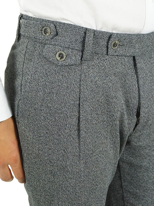 Artisti Italiani Men's Cotton Trousers Gray Slim Fit 22302/s-1 97% Polyester 3% Elastane
