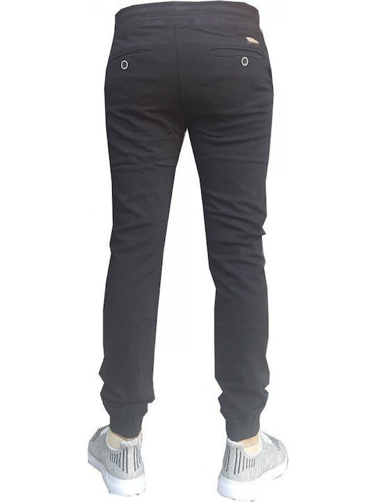 Luciano Faketti Chinos Trousers Cuffed Soft Fabric Very Warm Winter Stretch Cotton 95% Lycra 5% Black