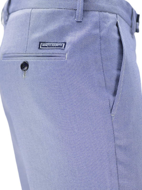 Men's Chino Trousers Honeycomb Weave Beneto Maretti Kw-cp-1782-5-ciel