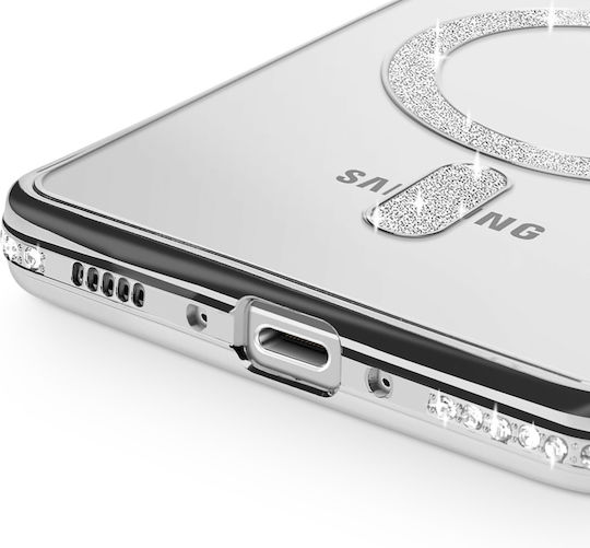 Avizar Diamond Case Samsung Galaxy A26 Magsafe Outline Strass Silver