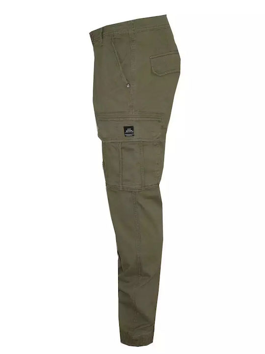 Oxygen Herrenhosen Khaki Cargo Pant mit Elastik 41128-Khaki