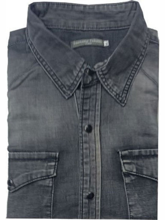 Luciano Faketti Denim Shirt Slim Fit Stone Washed 100% Cotton Luciano Faketti Anthracite