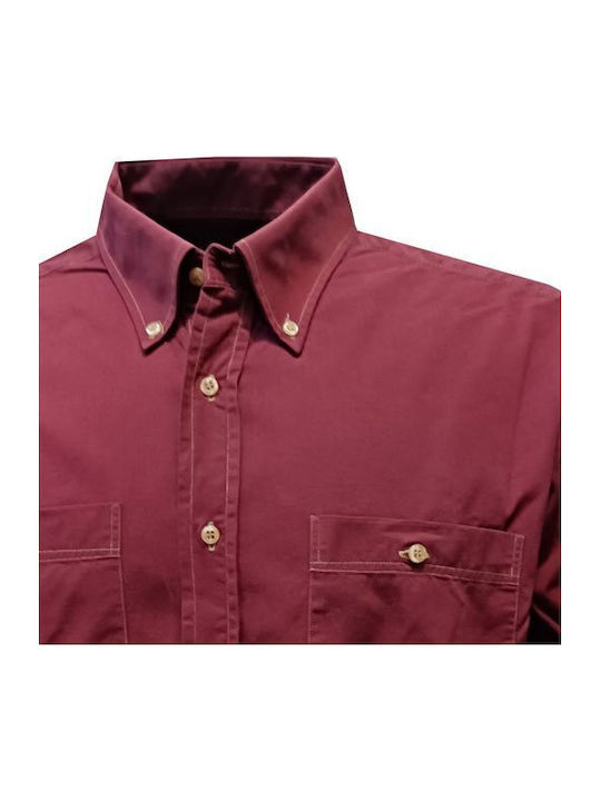 Luciano Faketti Shirt Winter Cotton 100% Men's Long Sleeve Burgundy