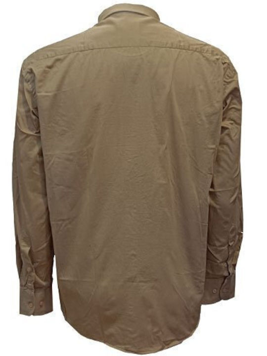 Luciano Faketti Men's Flannel Winter Shirt 100% Cotton Beige