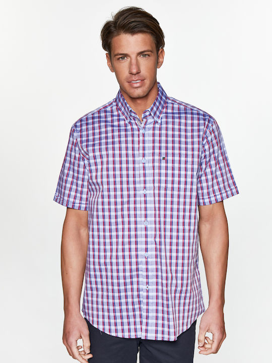 Redgreen Short Sleeve Checked Blue Shirt