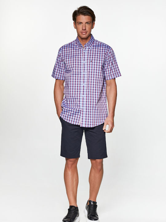 Redgreen Short Sleeve Checked Blue Shirt