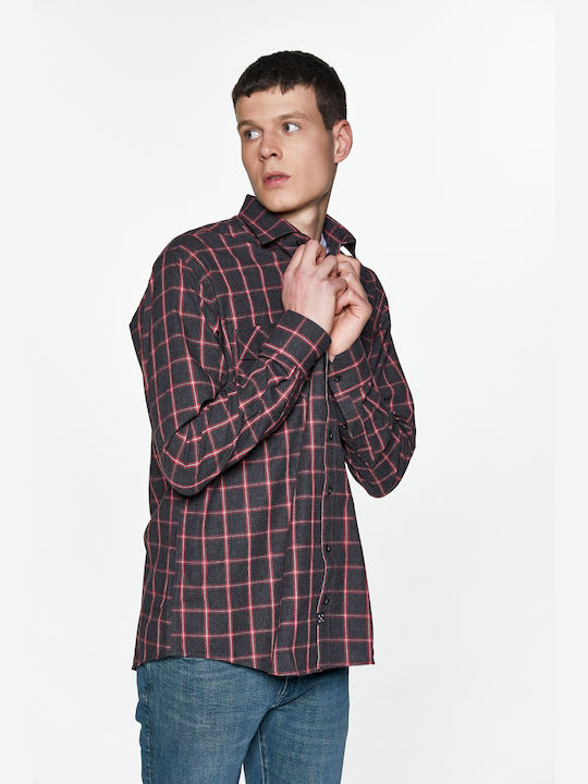 Hoodloom Long Sleeve Checked Dark Grey Shirt