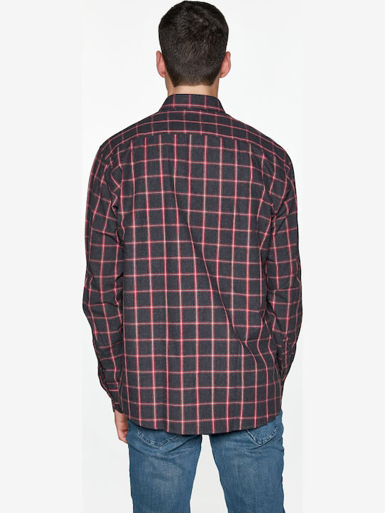 Hoodloom Long Sleeve Checked Dark Grey Shirt