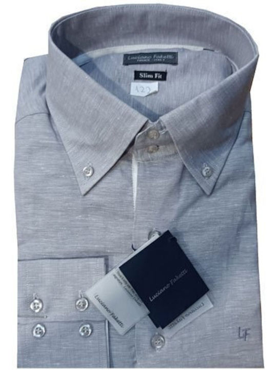 Luciano Faketti Shirt Cotton-linen Slim Fit Luciano Faketti Gray